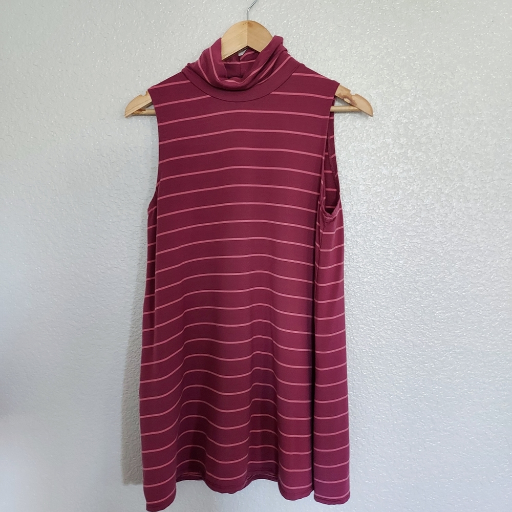Garnet Hill Raspberry Red Jersey Striped Dress Size Medium